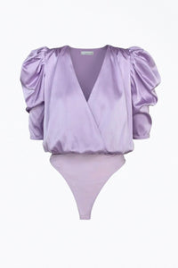LILA WRAP-EFFECT SATEEN BODYSUIT