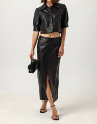 sundays Leather Beaker Skirt in black - women's skirt
