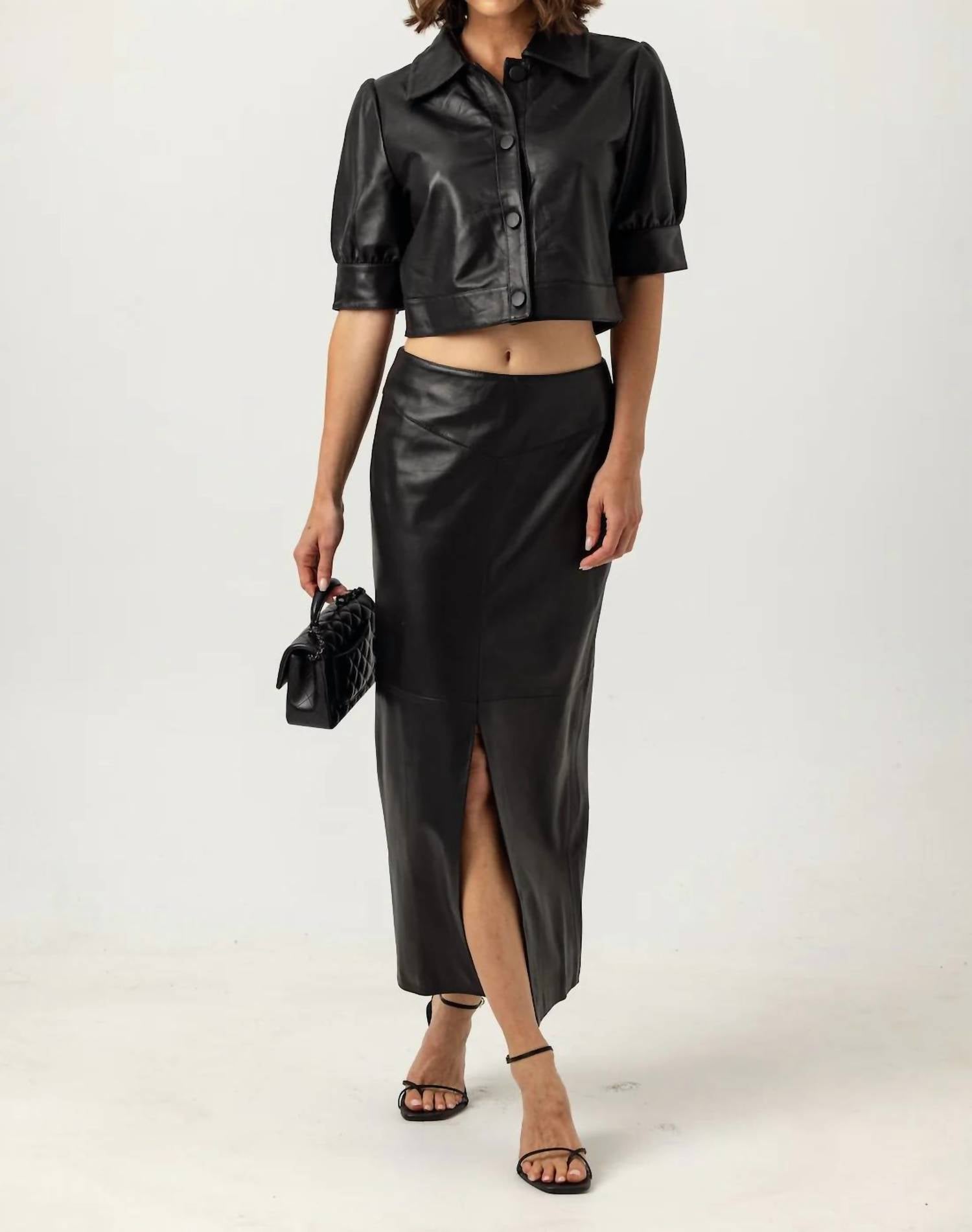 sundays Leather Beaker Skirt in black - women's skirt