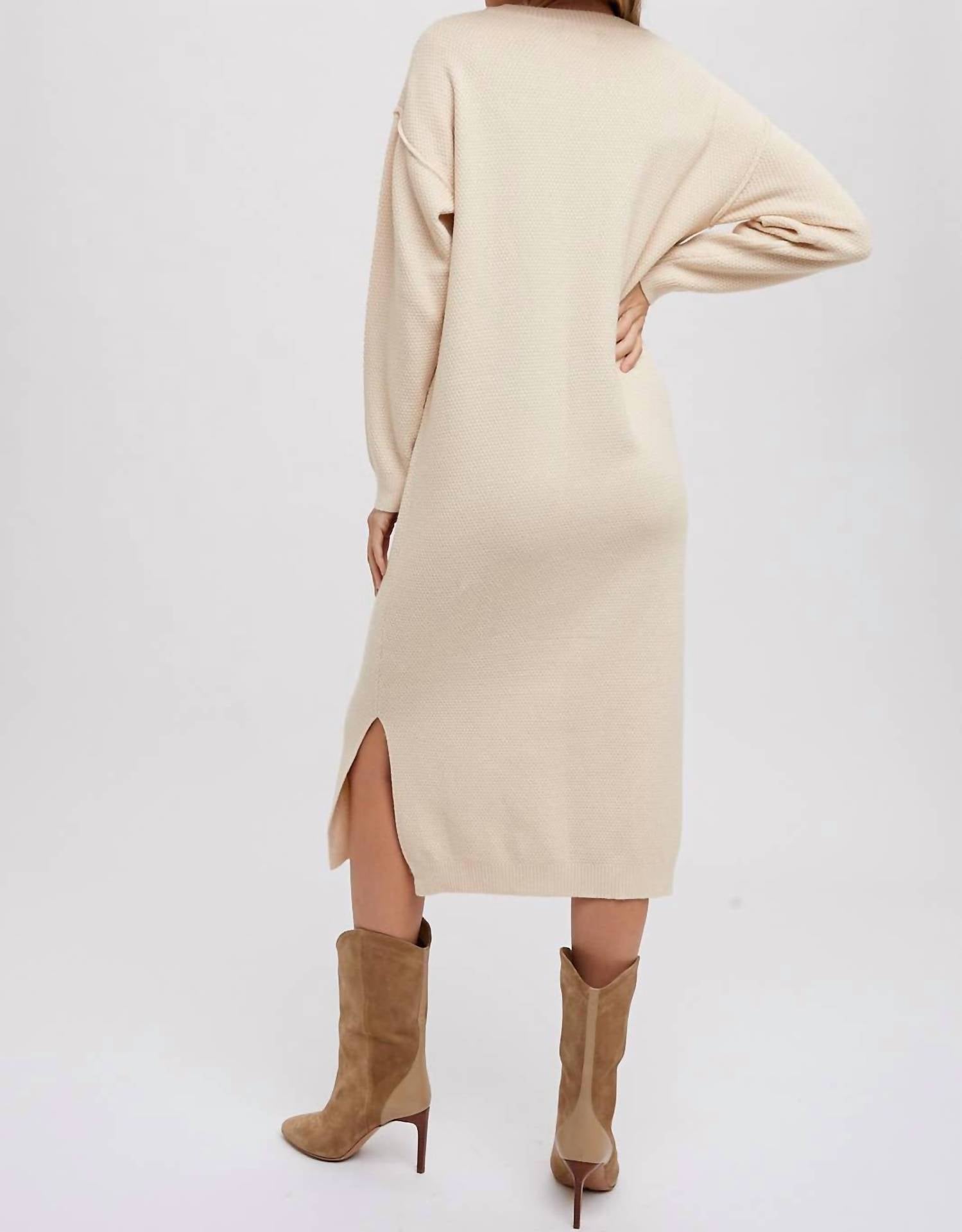 Bluivy - Button Front Midi Sweater Dress