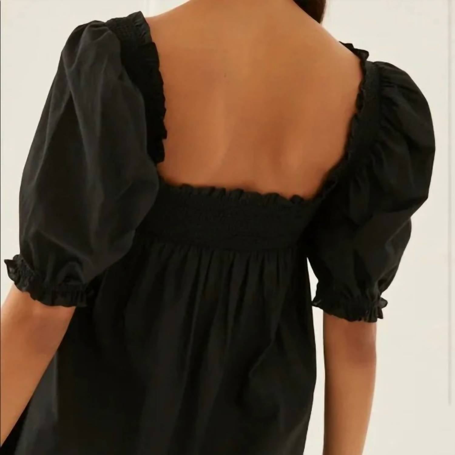 Something Navy - Smocked Puff Shoulder Mini Dress