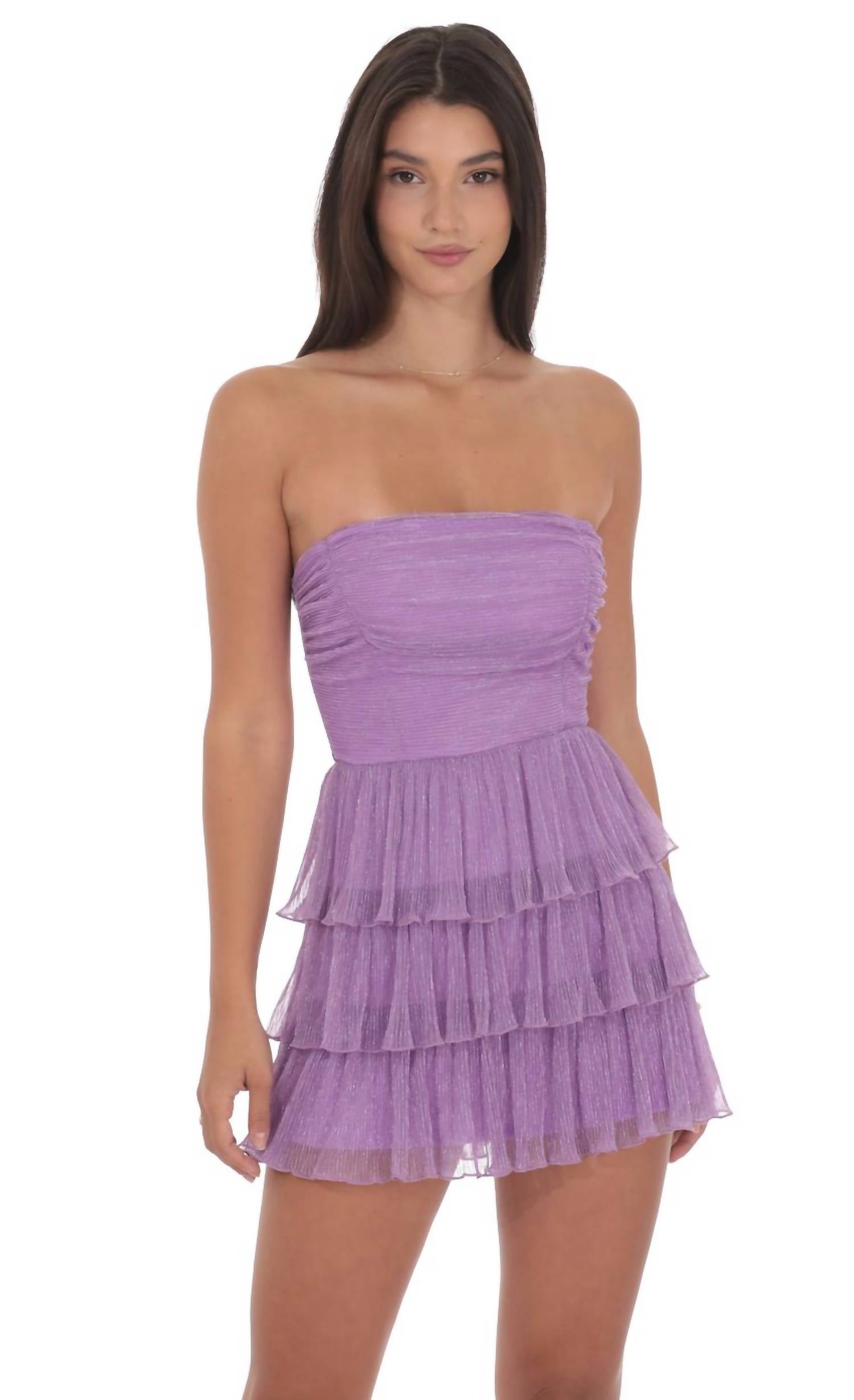 Lucy In The Sky - Shimmer Pleated Ruffle Dress