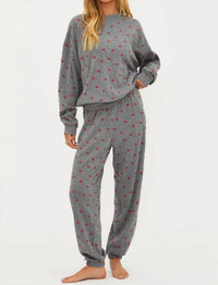 Beach Riot Nash Relaxed Sweatpants in red love hearts - women's pants