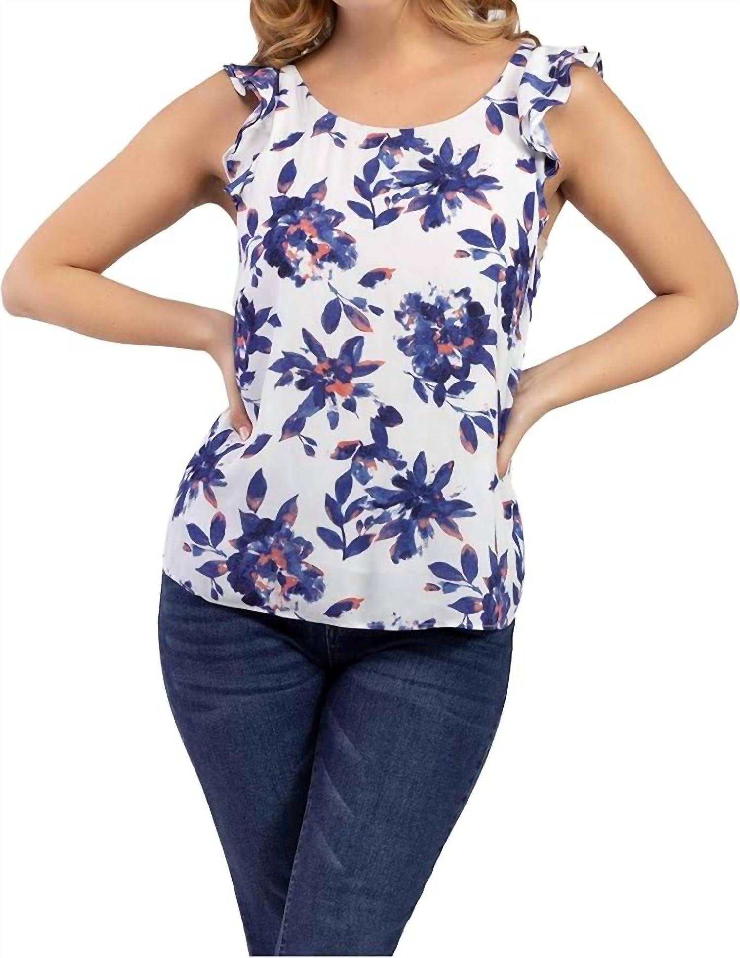 Tribal - Sleeveless Blouse With Ruffle