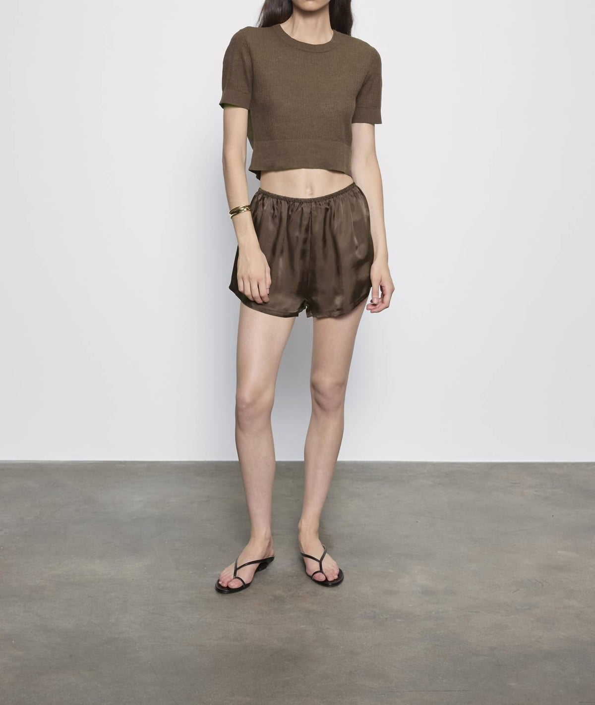 Enza Costa - LINEN OPEN KNIT CROPPED SHORT SLEEVE SWEATER