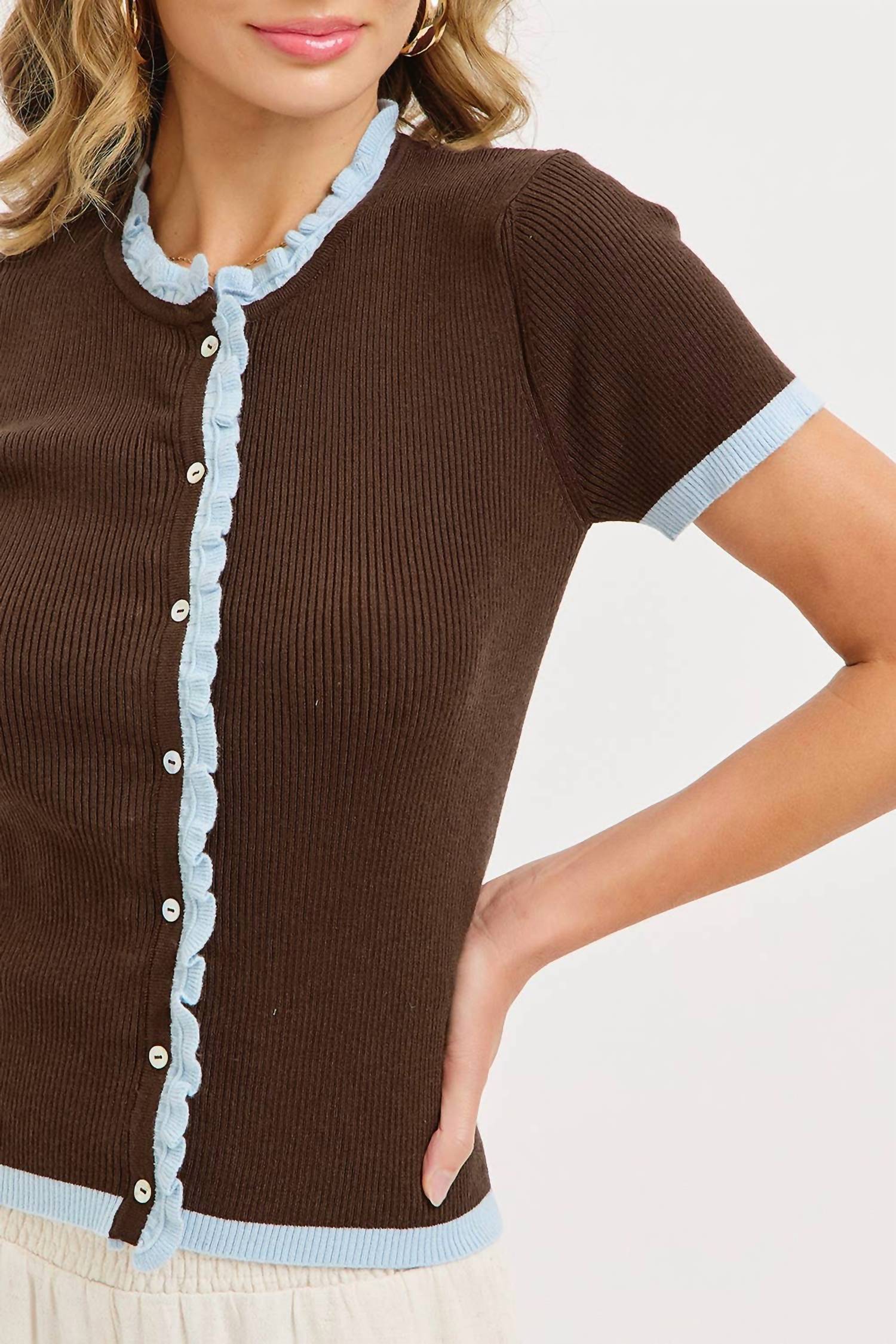 Sweet Lovely By Jen - Knit Short Sleeve Top
