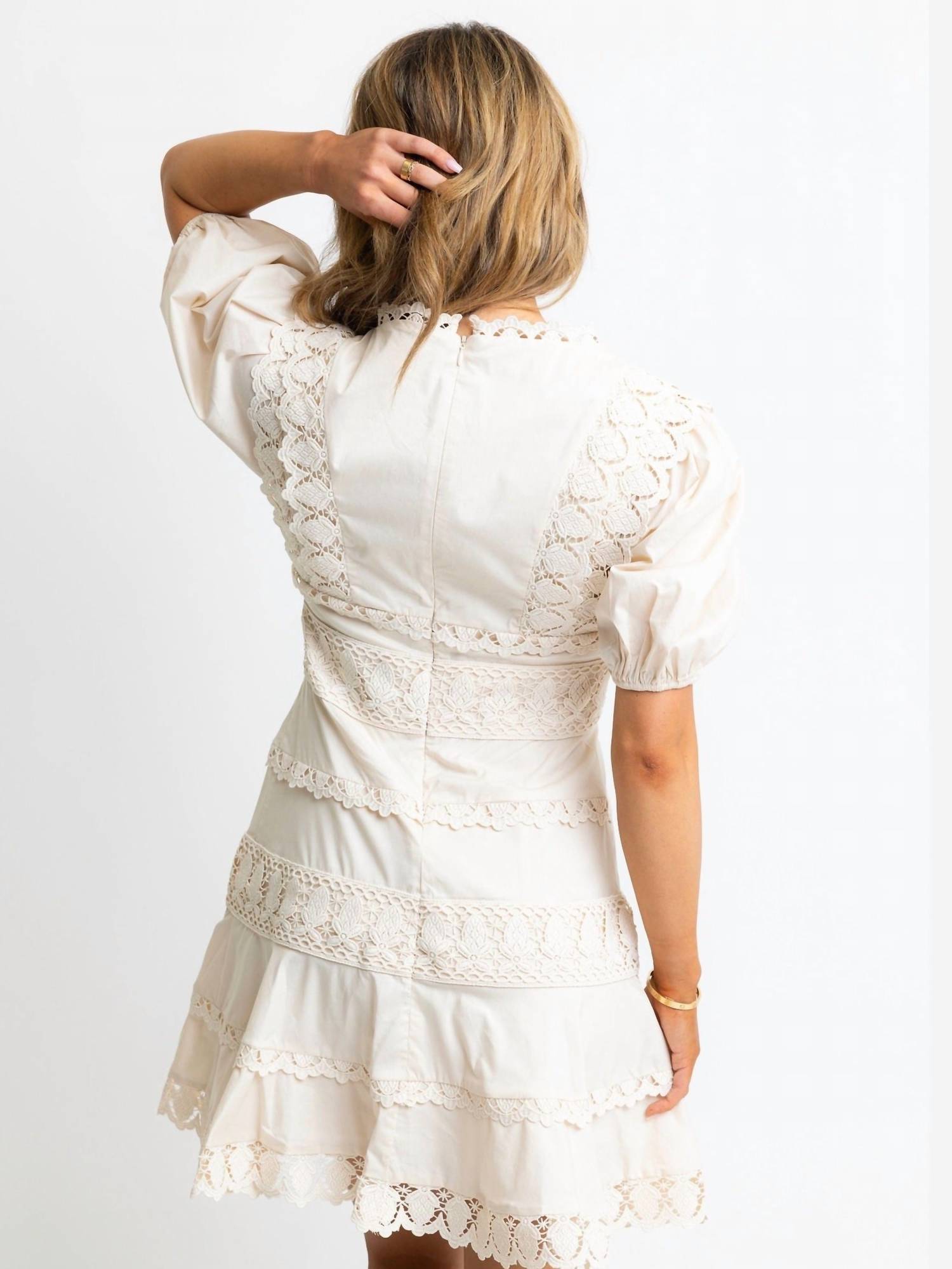 Karlie - Lace Trim V-neck Dress