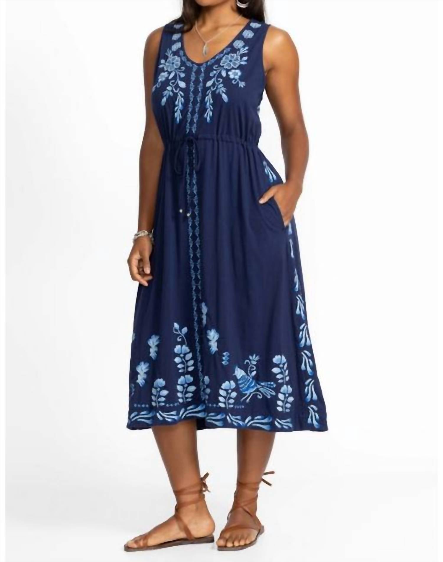 Johnny Was - Yadira V‑neck Drawstring Knit Dress - Plus