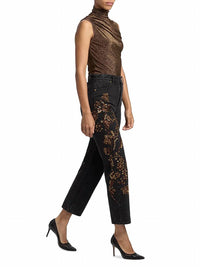Veronica Beard Daniela Embellished High Rise Straight Leg Jeans in washed onyx - women's jeans - view 4