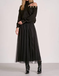 ELAN Open Shoulder Sweater in black - women's sweater