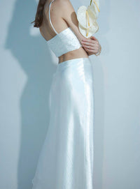 Aiifos Linda Slip Skirt in metallic white - women's skirt - alternate view