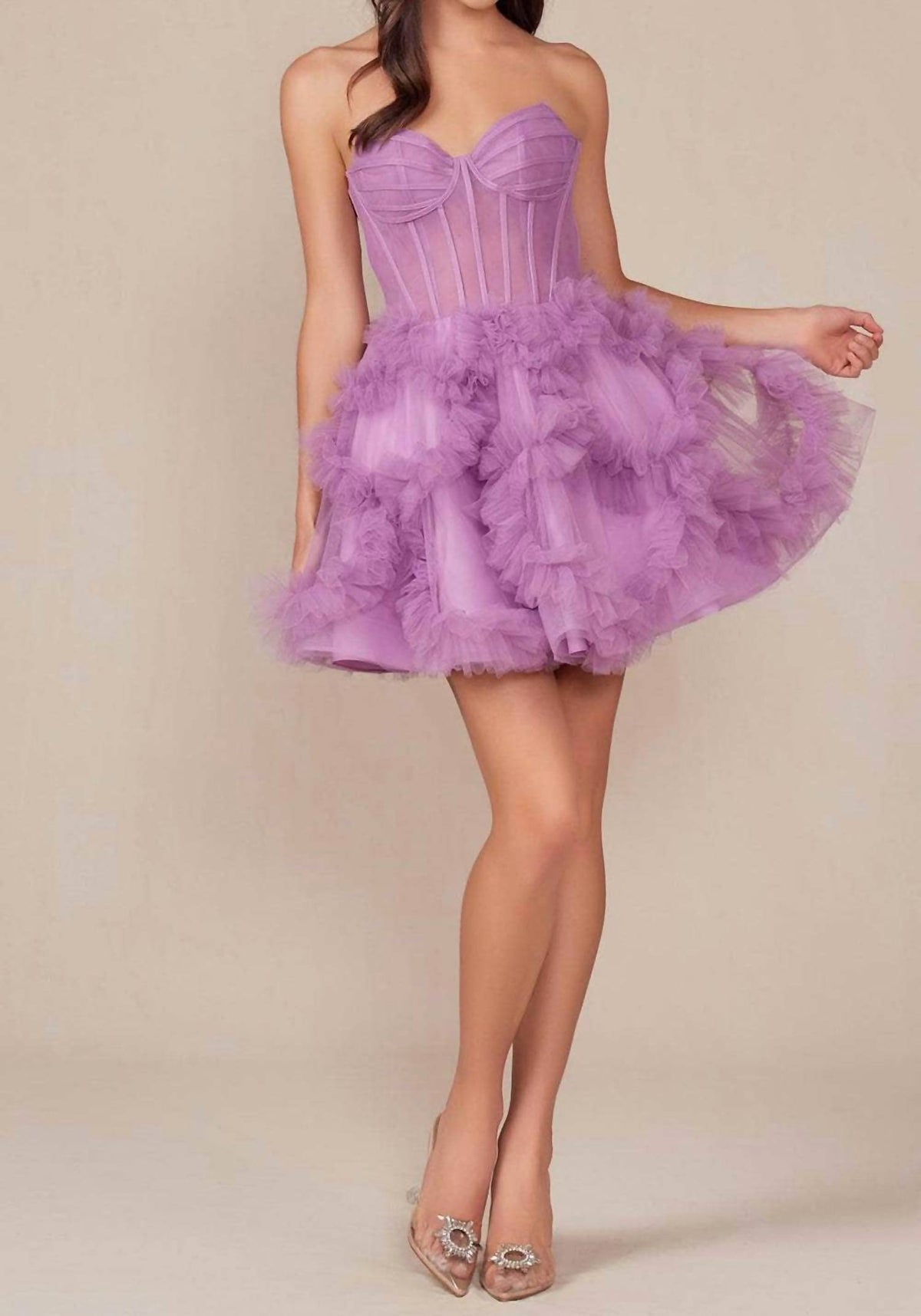 Nox Anabel - Indie Strapless Ruffle Homecoming Dress