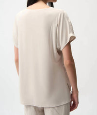 Joseph Ribkoff - Pleated Satin Boxy Top