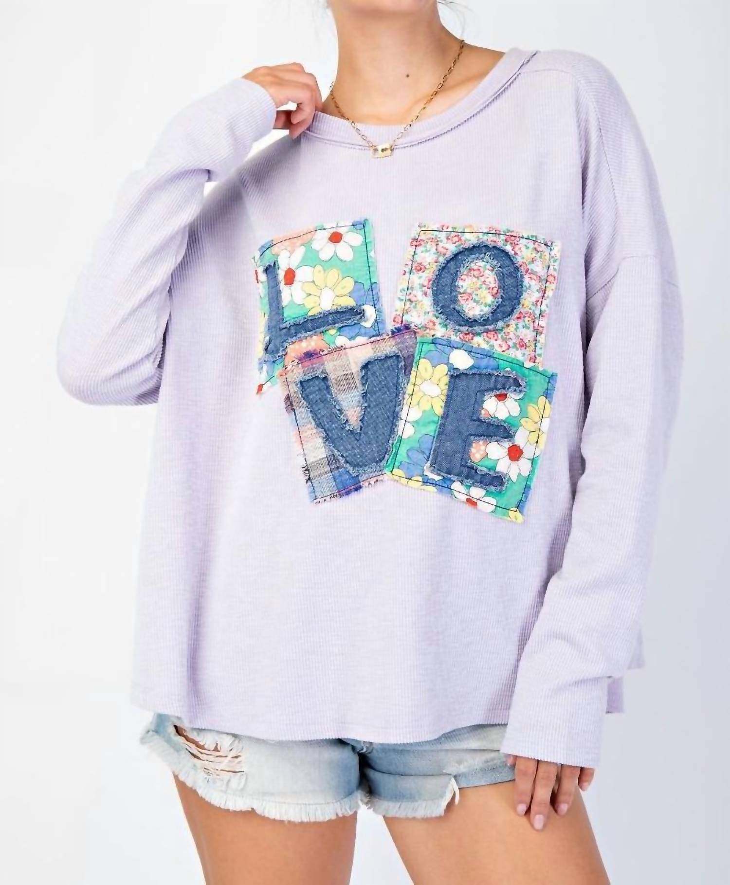 Easel - Love Patch Mineral Wash Top