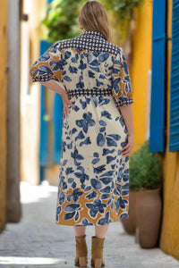 Entro - Botanical Midi Shirt Dress With Tie Waist - Plus