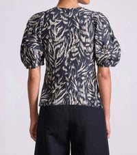 APIECE APART Lino Top in abstract animal midnight - women's blouse - alternate view