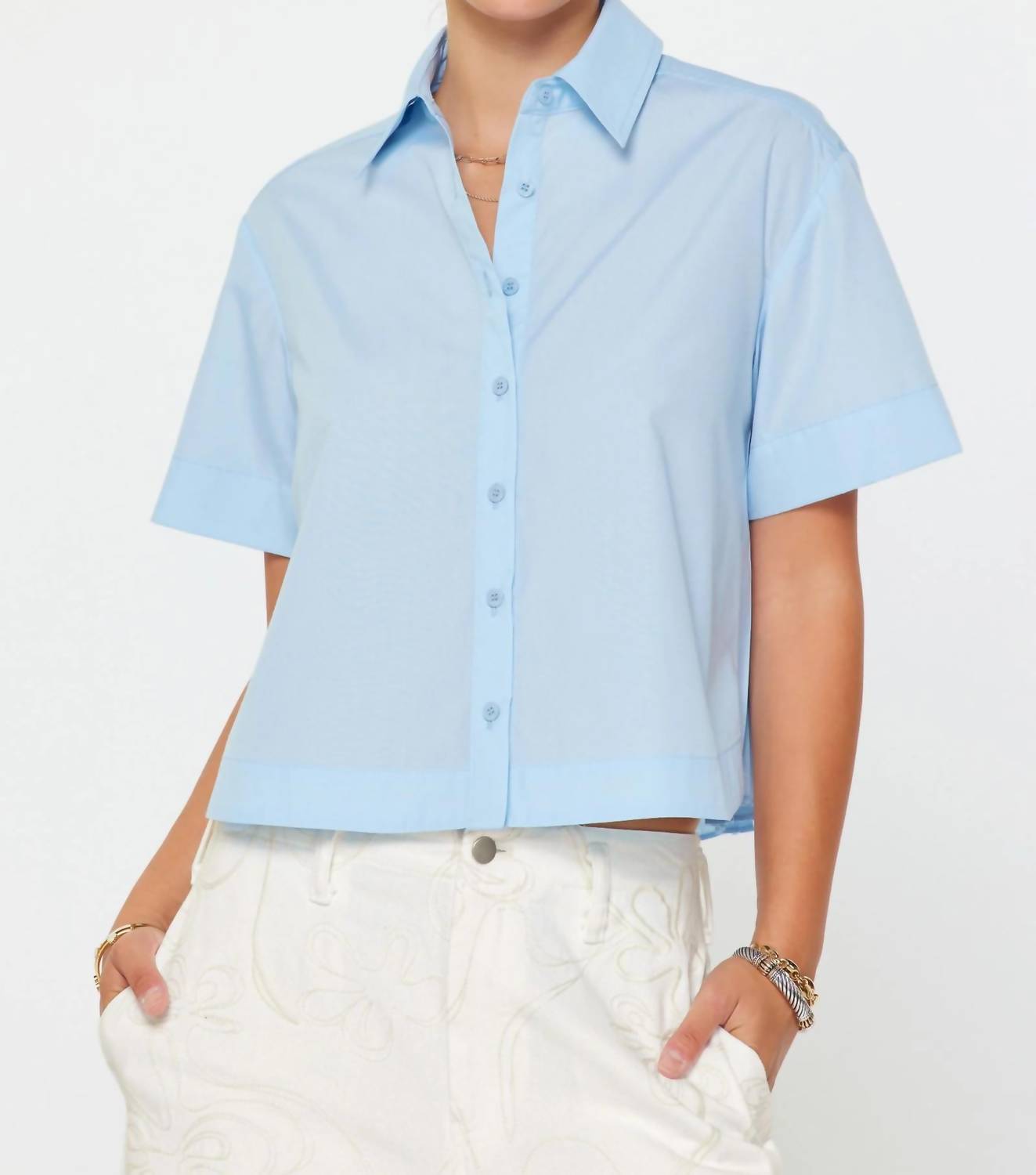 Current Air - Astrid Button Down Pleated Back Blouse