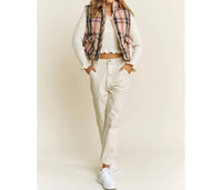 Sweet Generis - Women's Plaid Crop Puffer Vest
