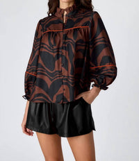 Crosby By Mollie Burch - Worth ¾-length Puff Sleeves Blouse