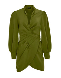 Deity - Deep V Draped Mini Dress