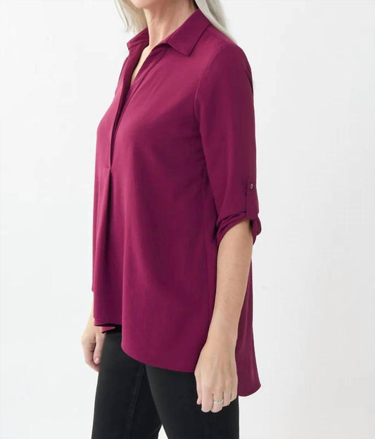 Vineyard Fold-over Front Roll-Tab Sleeve Top