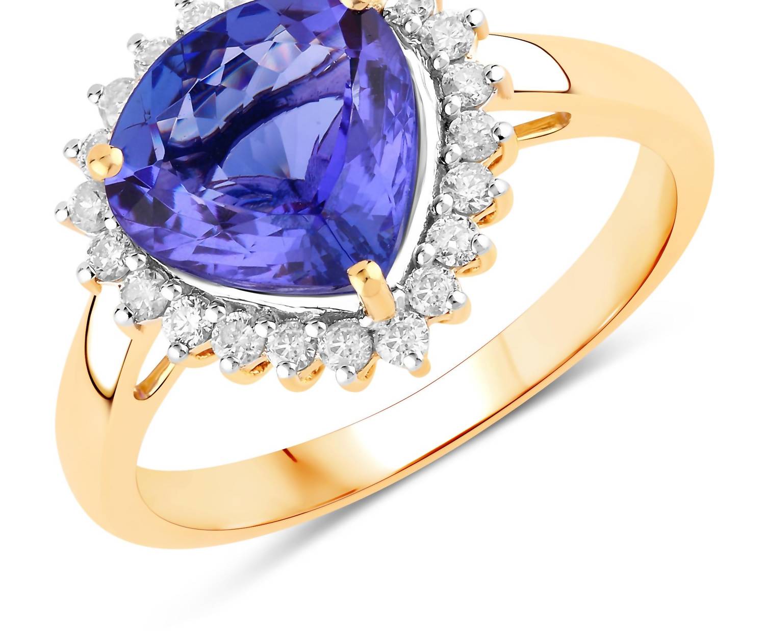 Diana M Jewels Women's Heart Natural Tanzanite Fashion Ring (2.68 Ct) - Signature in 14k yellow gold - women's jewelry