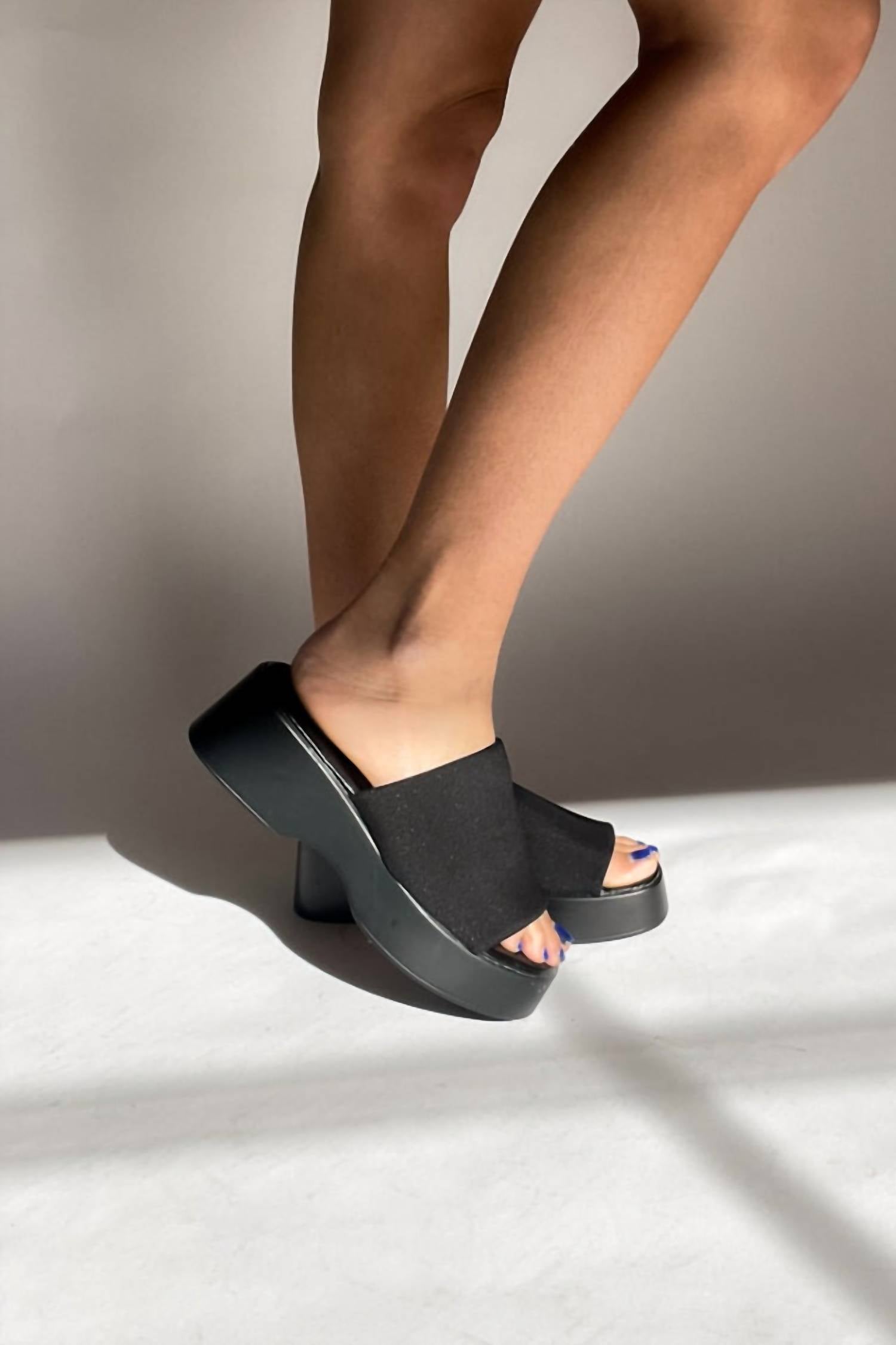 Corkys Footwear Women's Slip On Sandal in black - women's sandal - detail view