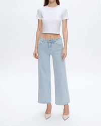 Bayeas Lisa Mid Rise Wide Leg Jeans in wathet - women's jeans