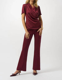 Joseph Ribkoff - Faux Wrap Short Sleeve Satin Knit Top