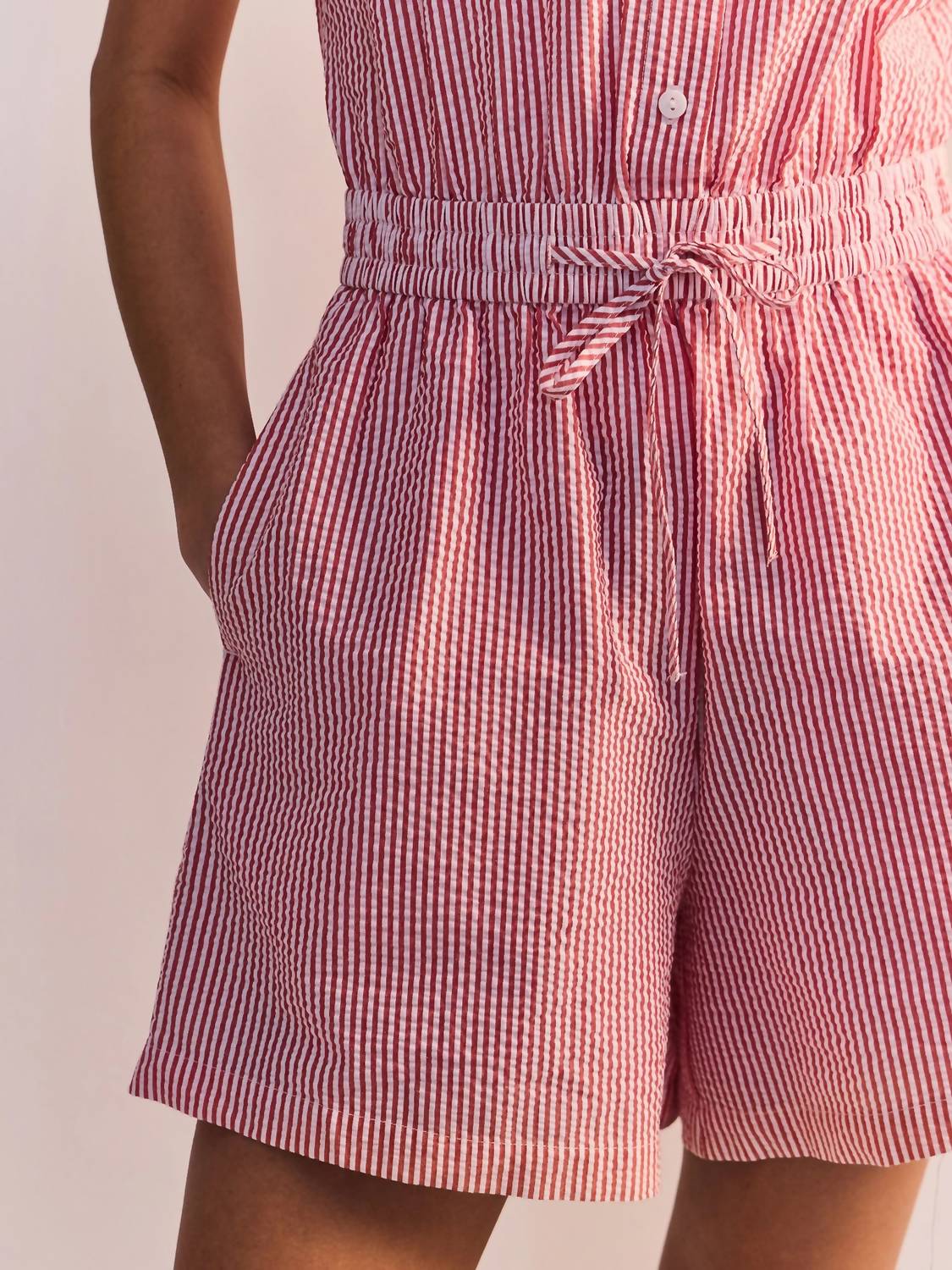 Elan - Gameday Pinstripe Button-down Romper