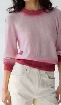 Autumn Cashmere - Dip Dyed Blouson Sleeve Crewneck Top