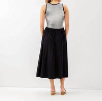 Karen Kane - Stripe Mixed Media Midi Dress