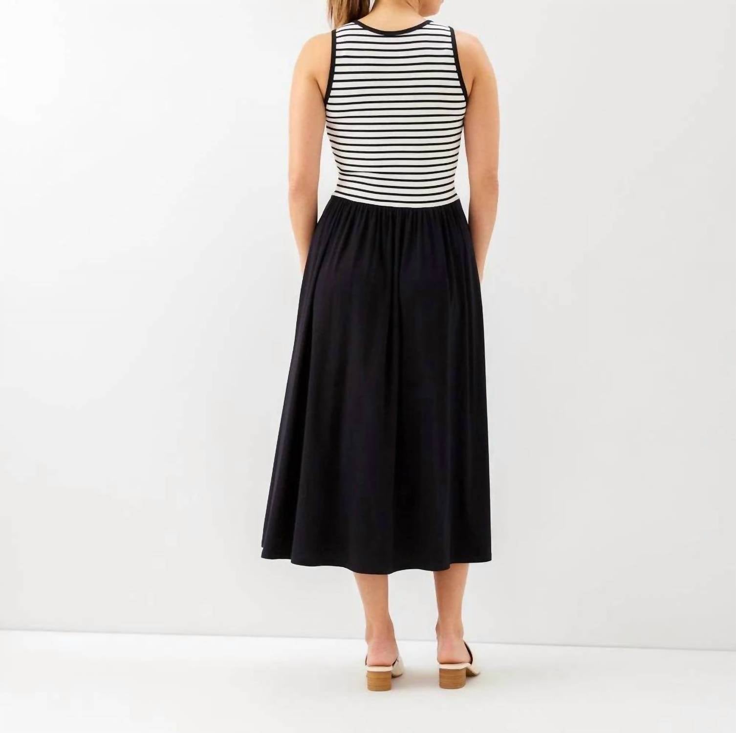Karen Kane - Stripe Mixed Media Midi Dress