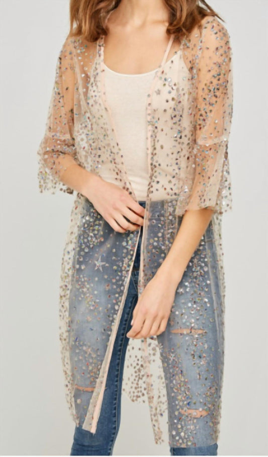 Hayden La - Sheer Glitter Sequin Kimono
