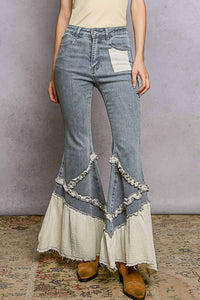 Pol - Vintage Washing Solid Double Gauze Ruffle Twill Pants