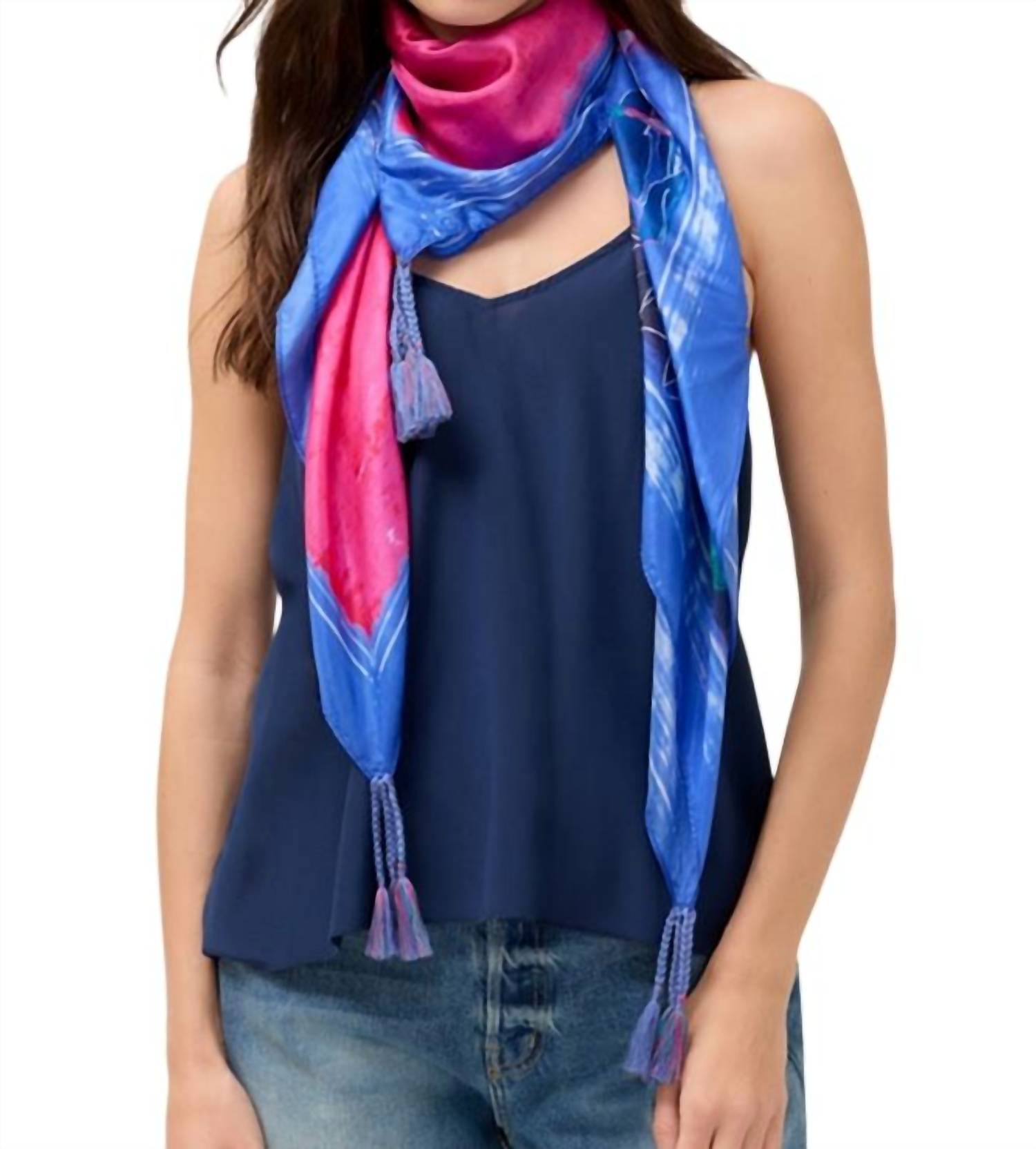 Johnny Was Women's Lavandula Silk Scarf in multi - women's scarf - alternate view