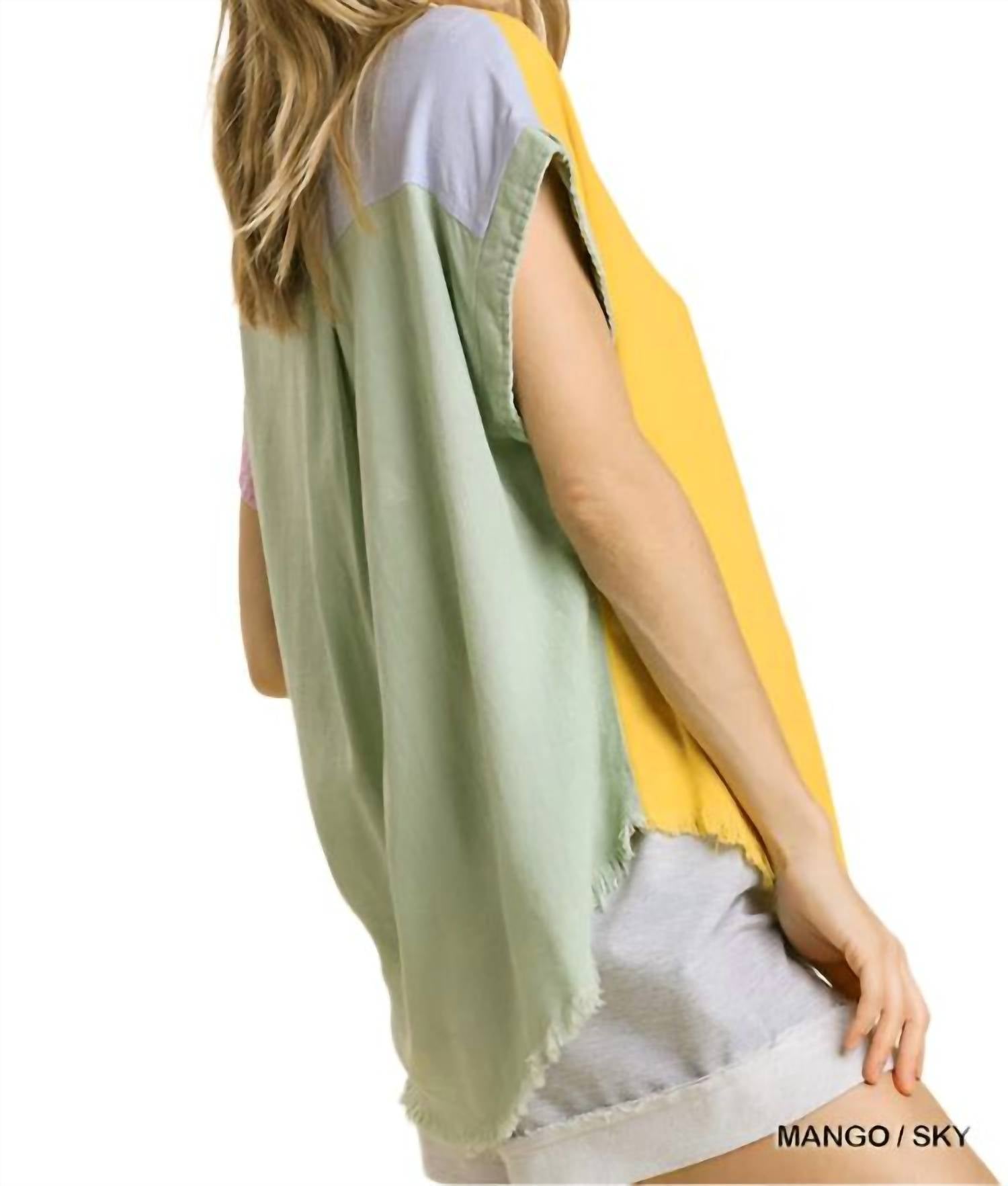 Umgee - Color Block Gauze Top