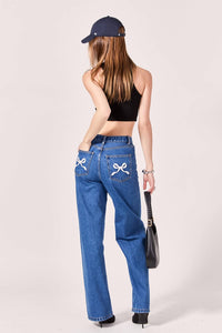 English Factory - Embroidered Bow Denim Jeans