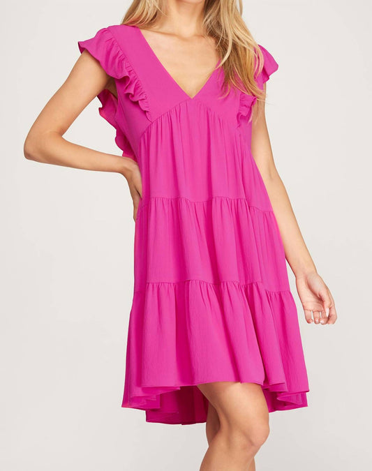 She + Sky - Sleeveless Woven Ruffled Dress