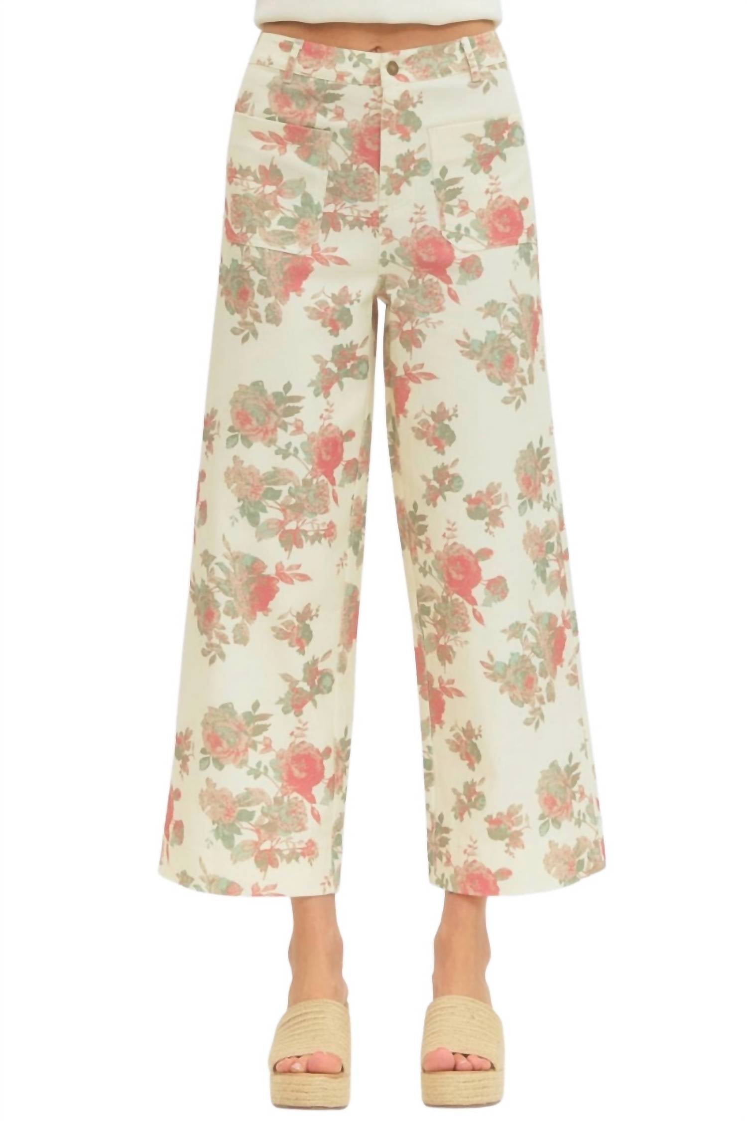 Entro - Seraphina Floral Print Wide-leg Pants