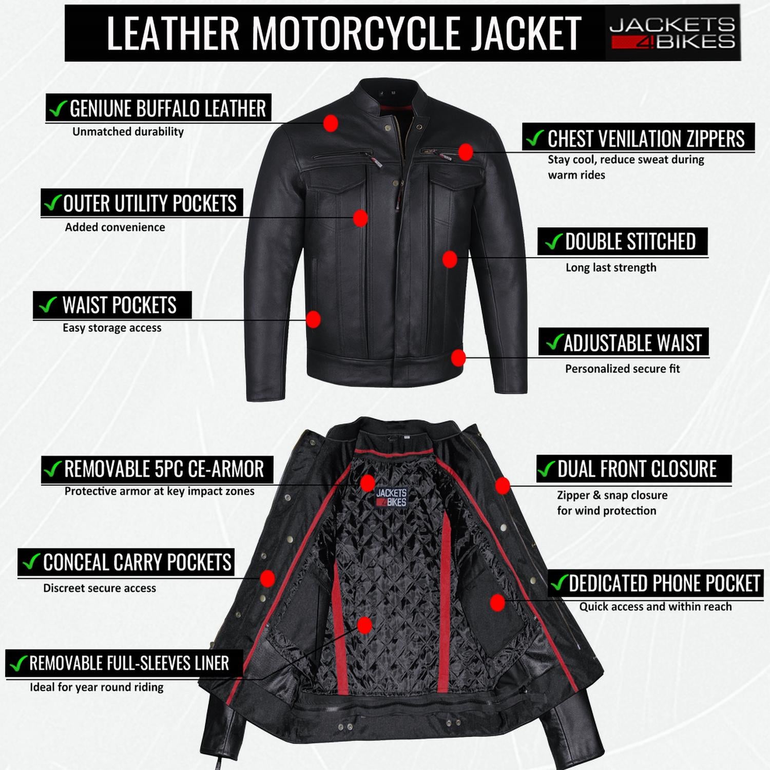 Jackets 4 Bikes - Men’s Buffalo Leather Moto Jacket