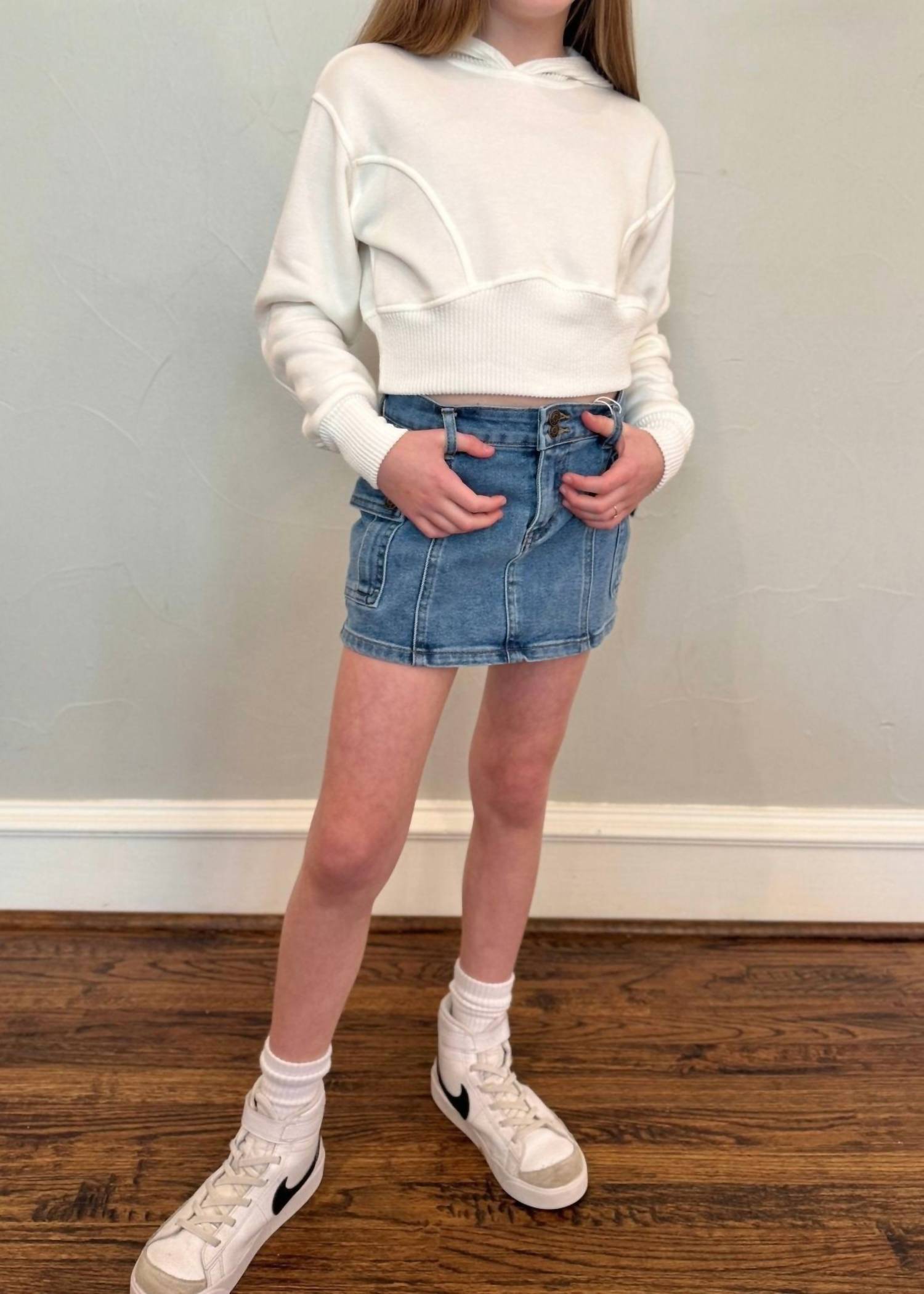 Tractr - Girl's Cargo Denim Skirt