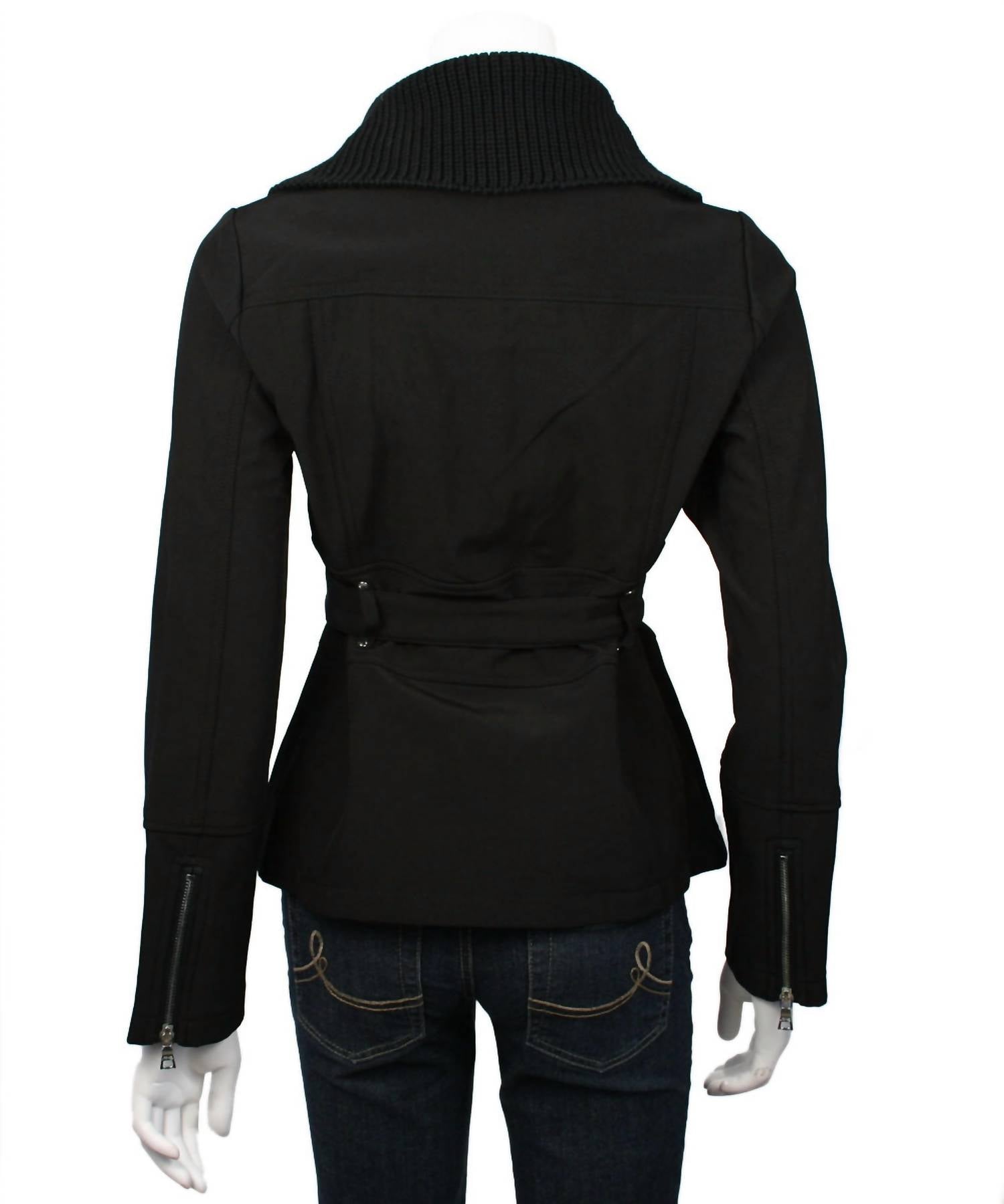 Mo-Ka - Women's Shell Zip Coat With Ribbed Collar