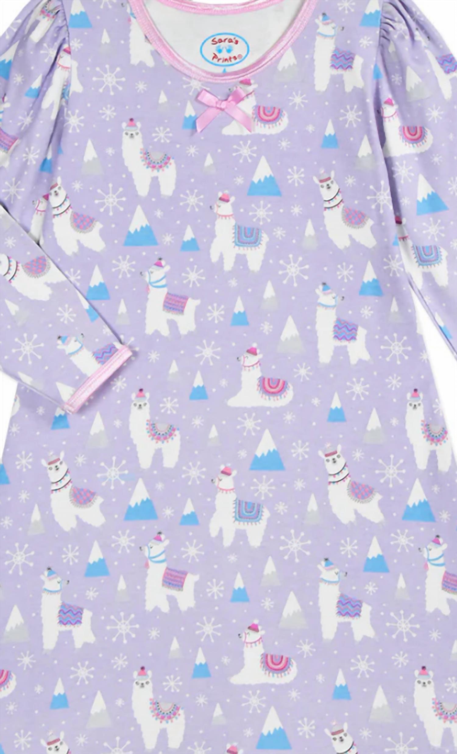 Sara'S Prints - Girl's Llama Whirl And Twirl Night Gown