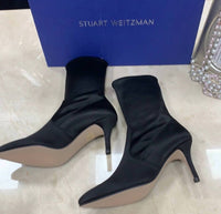 Stuart Weitzman - Women's Satin Stretchy Heeled Boots