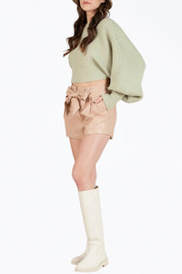 MISHA CROPPED RIBBED-KNIT SWEATER