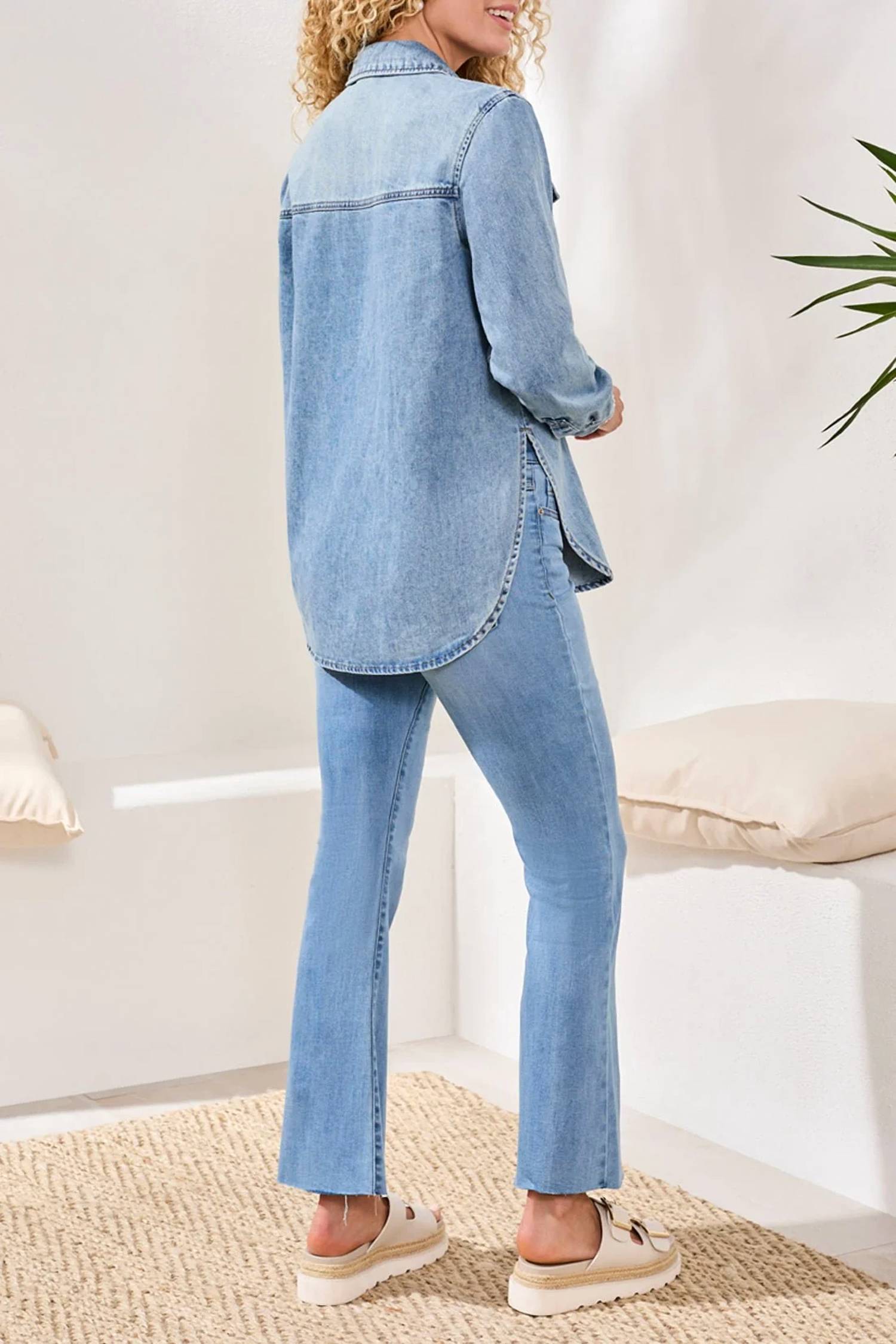 Tribal - Classic Denim Shirt With Roll-up Sleeves