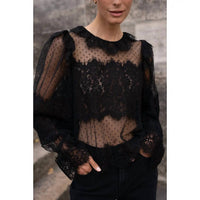 CHOKLATE PARIS Lace Peter Pan Collar Blouse in black - women's blouse