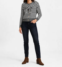 Rd Style - Striped Cardigan With Detachable Scarf
