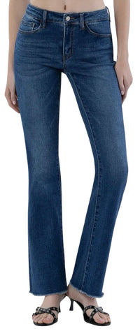Lovervet - Women's Mid Rise Raw Hem Bootcut Jeans
